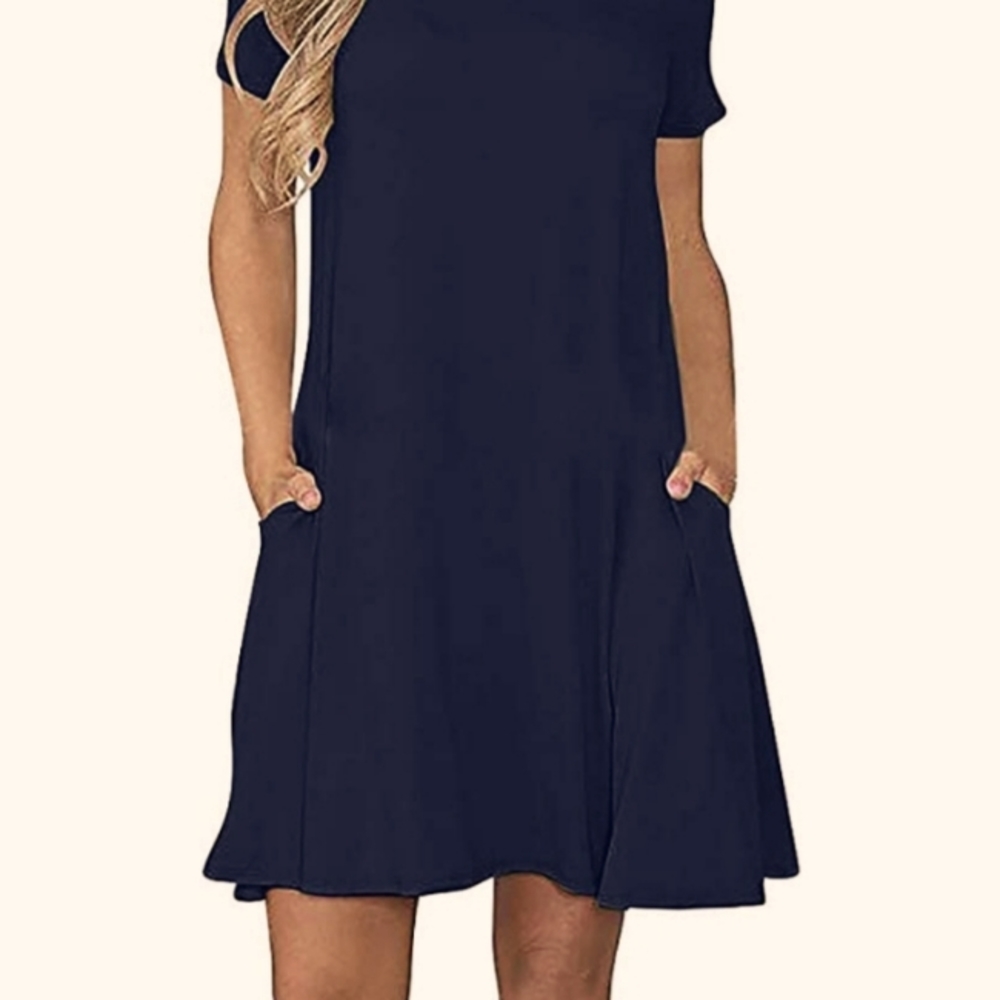 osazic Women's Casual T Shirt Dresses Short Sleeve Loose Swing Dress with Pocket
